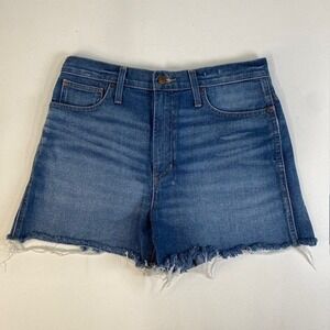 Madewell The Perfect Jean Short Denim Blue Womens Size‎ 30 Frayed Hem